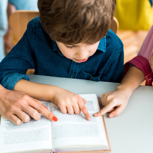 Child reading a book